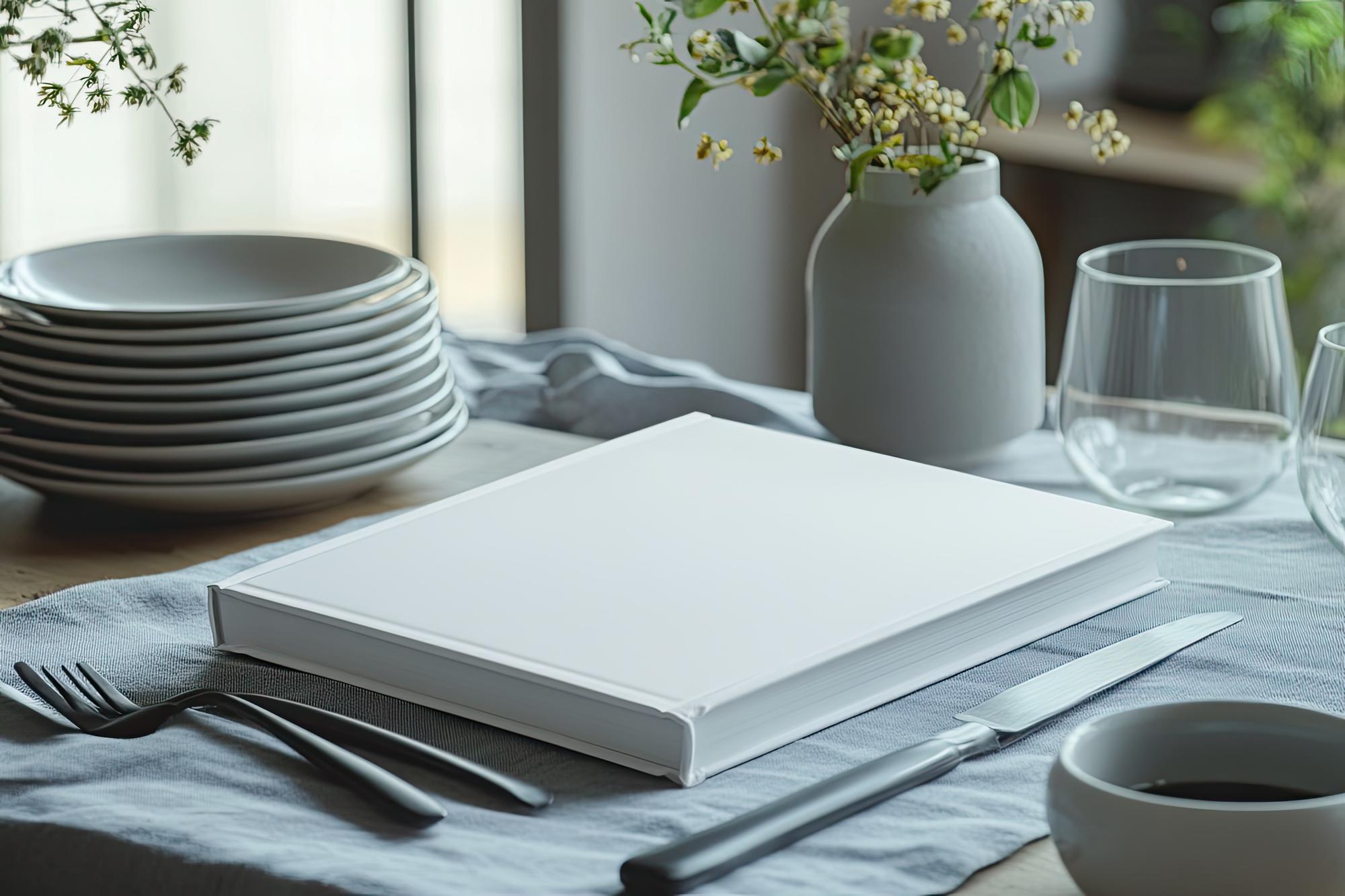 stack of recipe booklets and sample plates